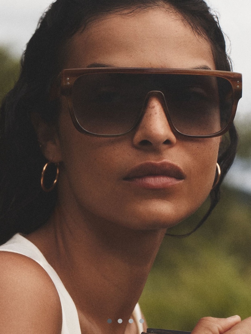 Anthropologie Brown Tortoiseshell Shield Sunglasses with Gradient Smoke Lenses - Picture 15 of 16